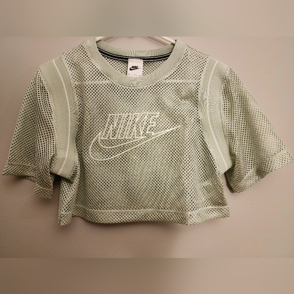 Nike Green and White Mesh Net Cropped Crop Top Shirt Jersey Size Medium - Picture 5 of 14